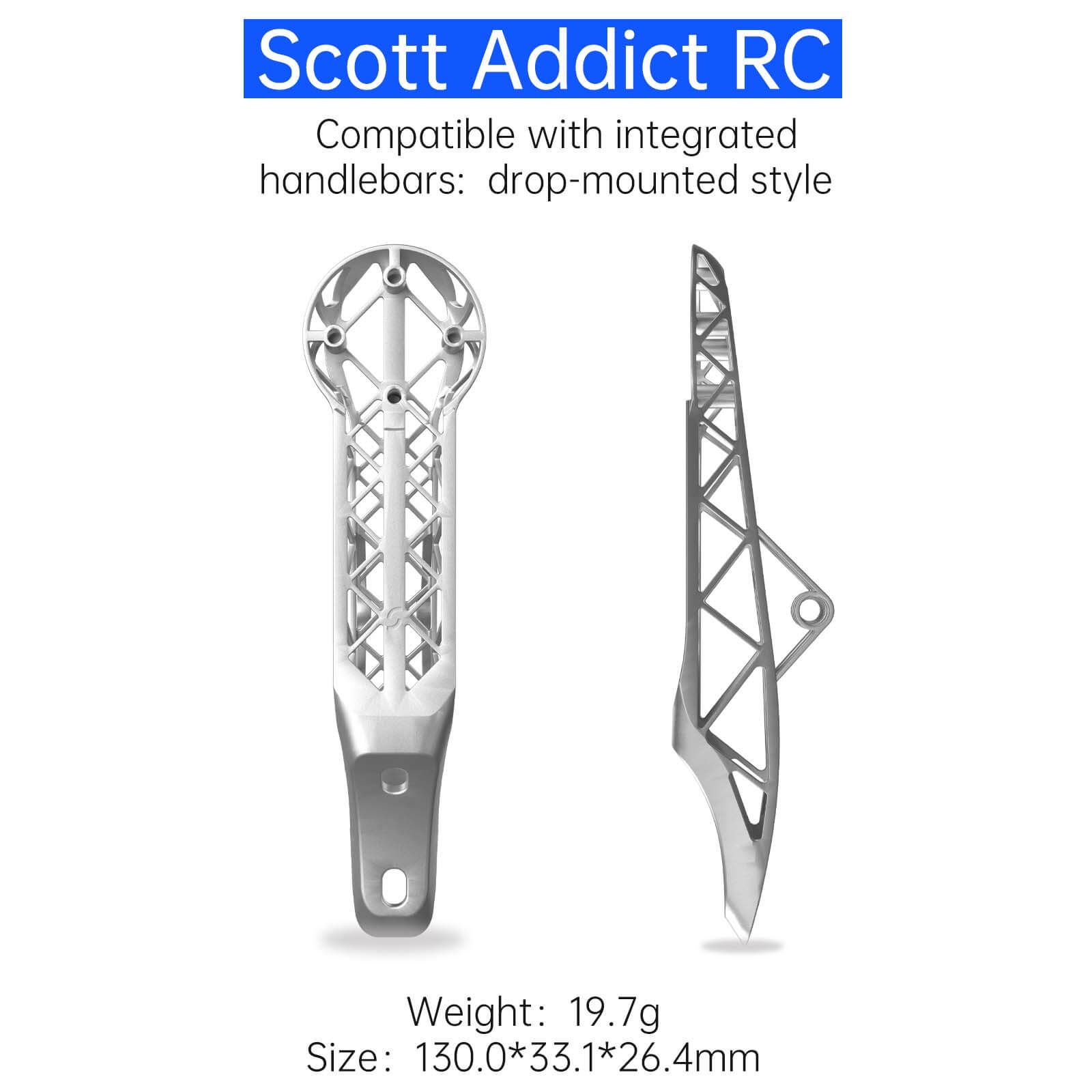 Scott Addict RC Titanium Bike Computer Mount Suit for Integrated Handlebar, Samassi Ultra-Light, Ultra-Strong Mount design and specifications.